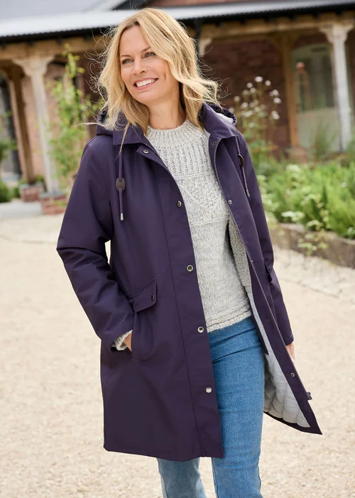Cotton Traders Blackcurrant All Weather Fleece Lined Waterproof Coat - 8 Image 2