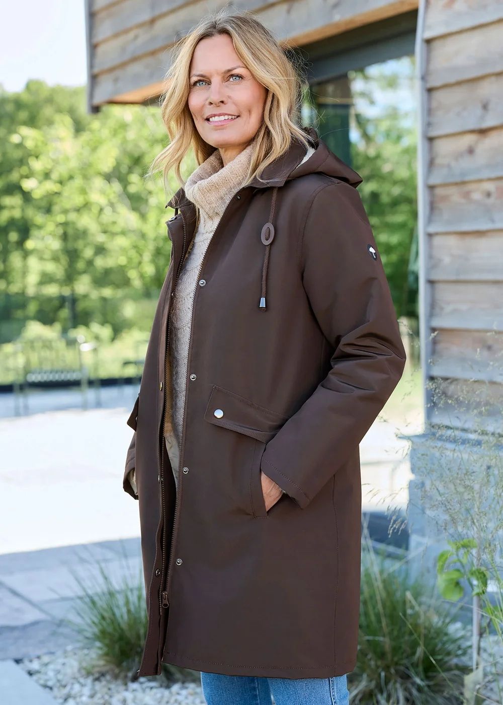 Cotton Traders Chocolate All Weather Fleece Lined Waterproof Coat - 20 Image 2