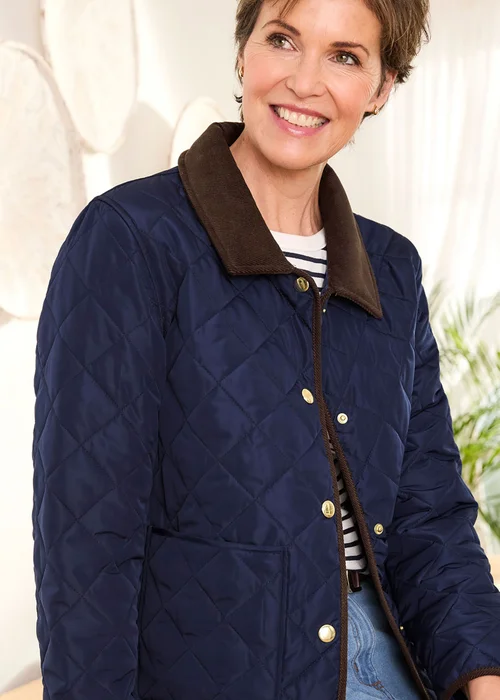 Cotton Traders Navy Showerproof Quilted Jacket - 14 Image 4