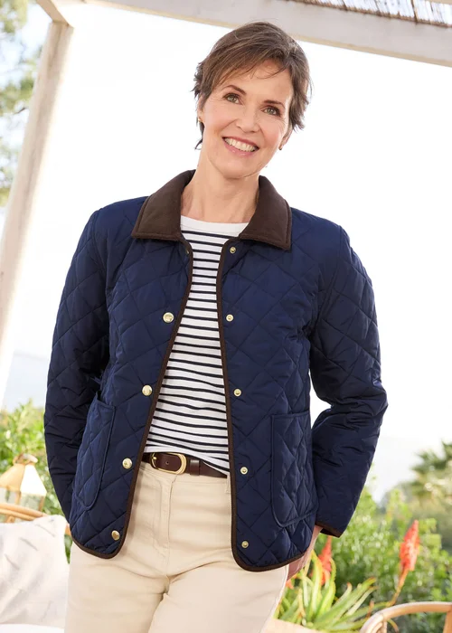Cotton Traders Navy Showerproof Quilted Jacket - 14 Image 2