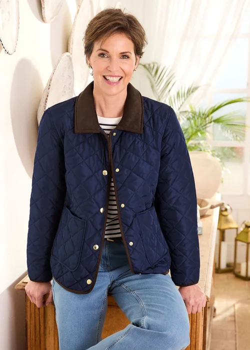 Cotton Traders Navy Showerproof Quilted Jacket - 14 Image 1