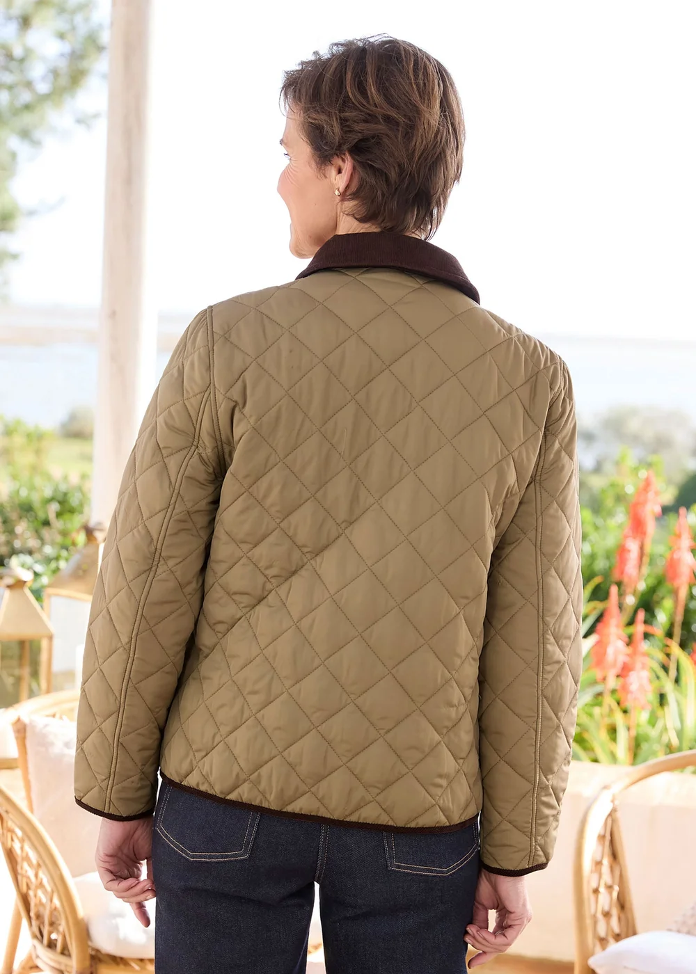 Cotton Traders Olive Showerproof Quilted Jacket - 14 Image 3