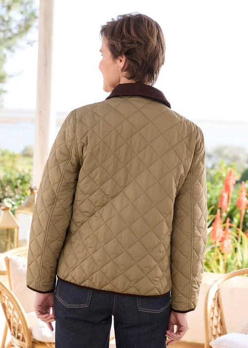 Cotton Traders Olive Showerproof Quilted Jacket - 14 Image 3