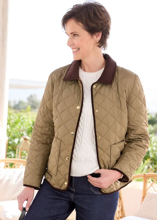 Cotton Traders Olive Showerproof Quilted Jacket - 14 Image 2