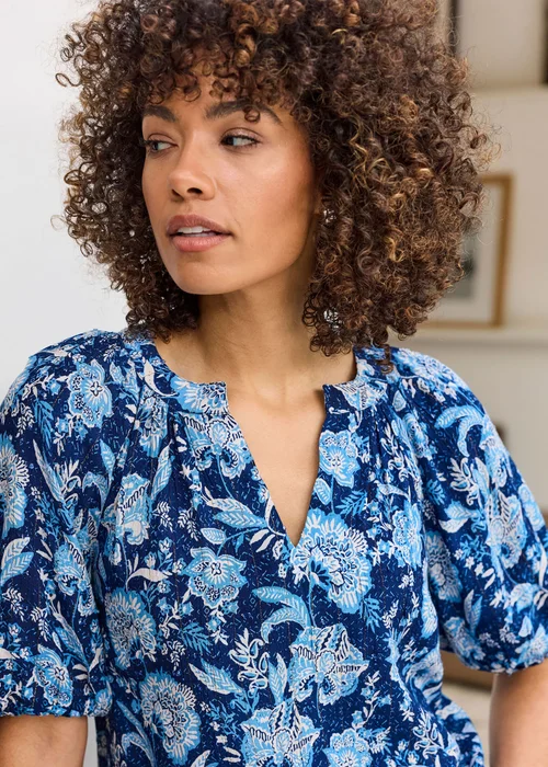 Cotton Traders Marine Printed Short Sleeve Blouse - 16 Image 4