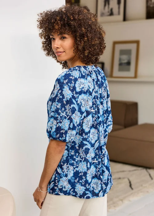 Cotton Traders Marine Printed Short Sleeve Blouse - 16 Image 3