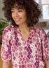 Cotton Traders Ecru Printed Short Sleeve Blouse - 20 Image 4