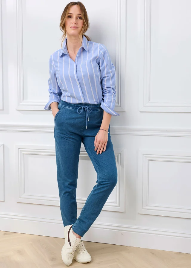 Cotton Traders Cool Blue Stripe Oxford Shirt