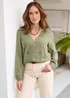 Cotton Traders Soft Khaki Long Sleeve Broiderie Blouse - 16 Image 1