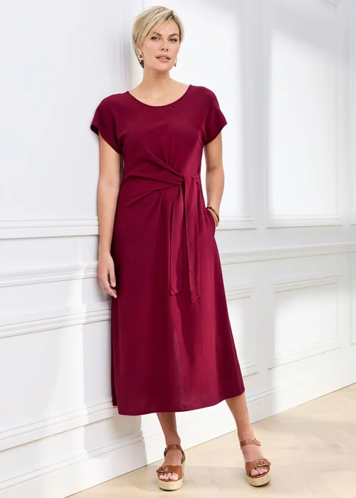 Cotton Traders Ruby Tie Waist Linen Blend Maxi Dress - 12 Image 1