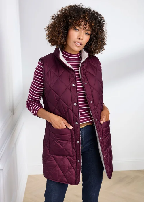 Cotton Traders Berry Quilted Gilet - 12 Image 2