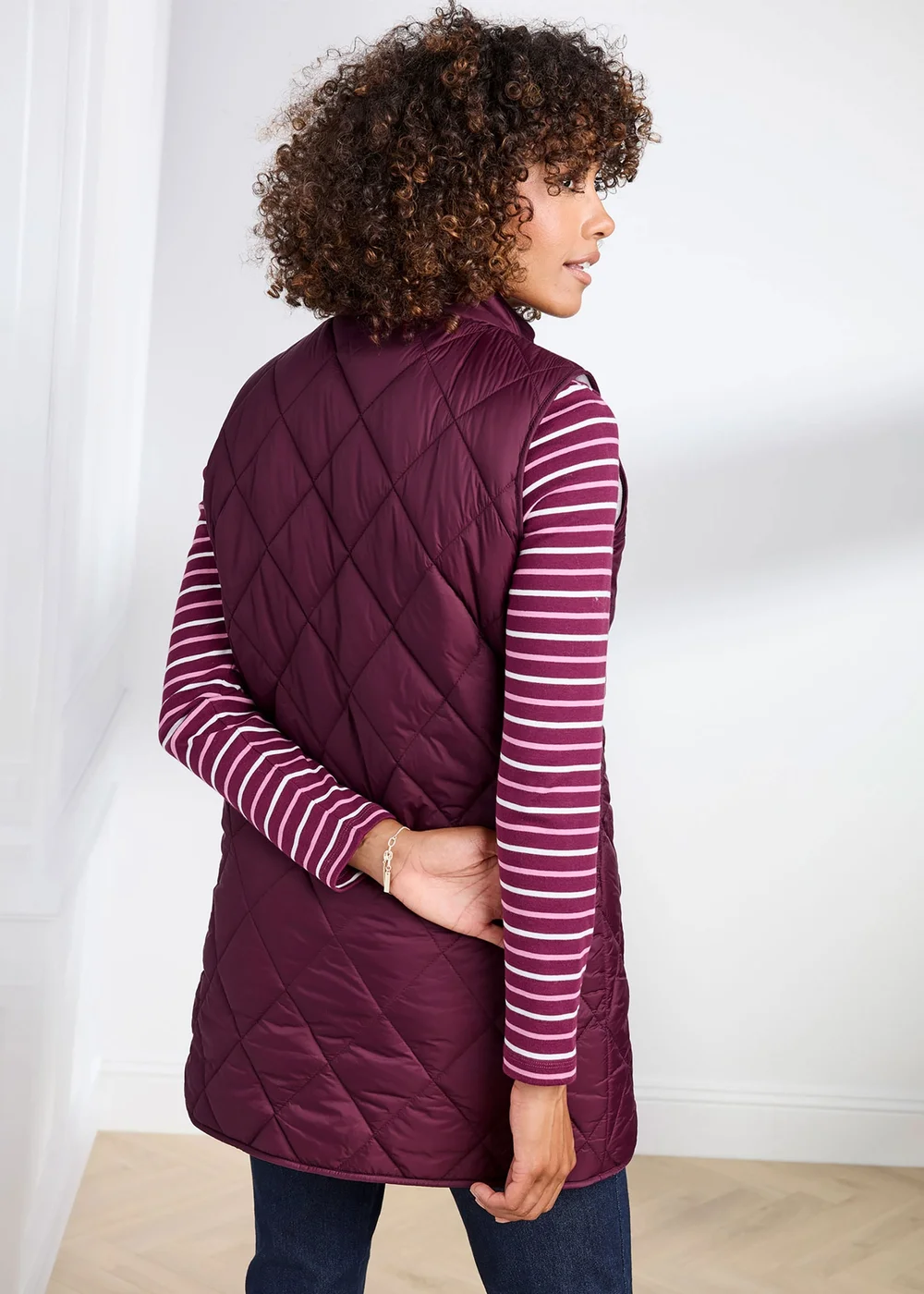 Cotton Traders Berry Quilted Gilet - 12 Image 3