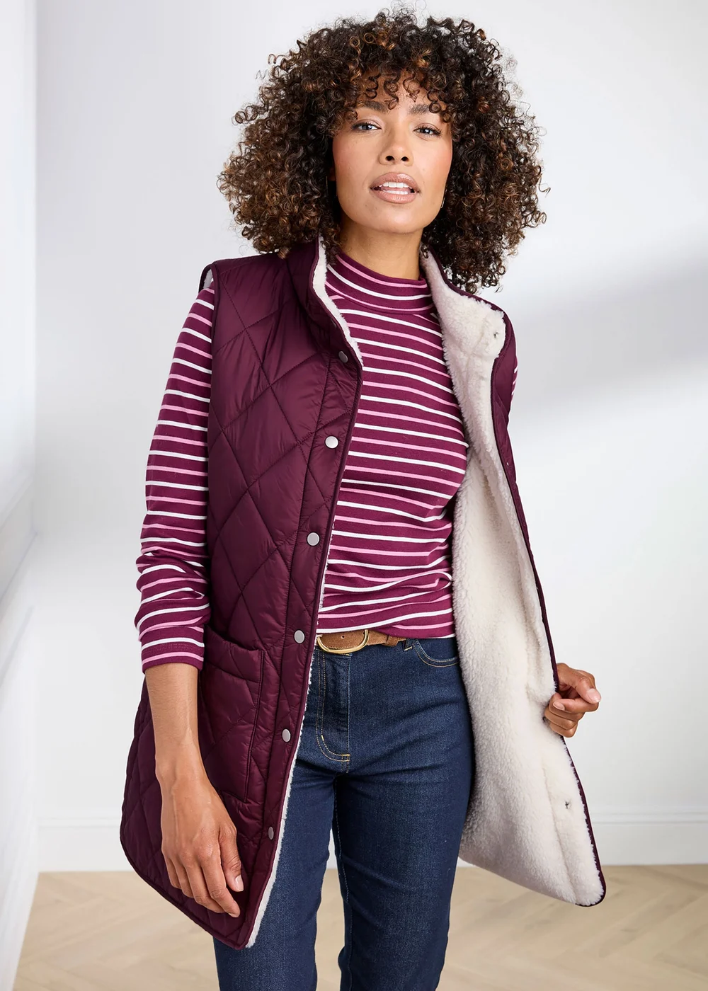 Cotton Traders Berry Quilted Gilet - 12 Image 1