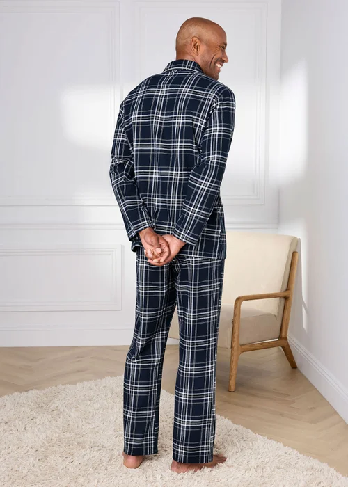Cotton Traders Navy Brushed Cotton PJ Set - 24 Image 3