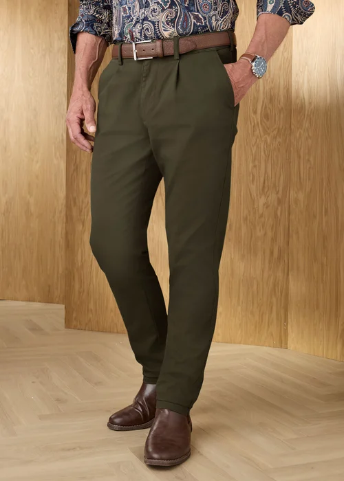 Cotton Traders Deep Khaki Signature Dobby Texture Chino - 18 Image 1