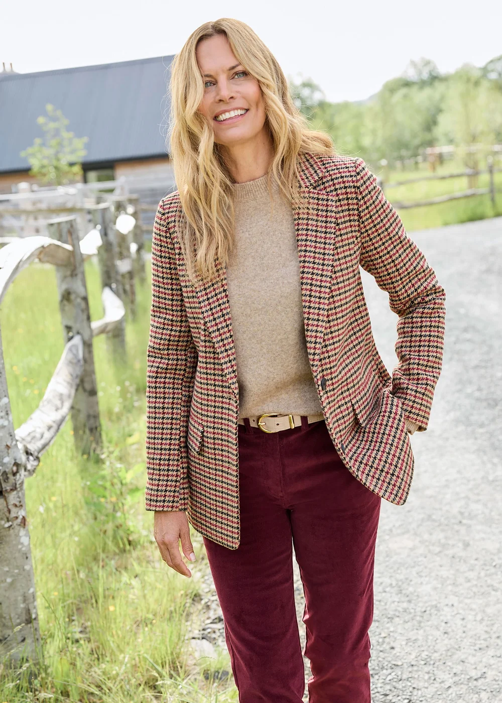 Cotton Traders Light Camel Check Blazer - 22 Image 1