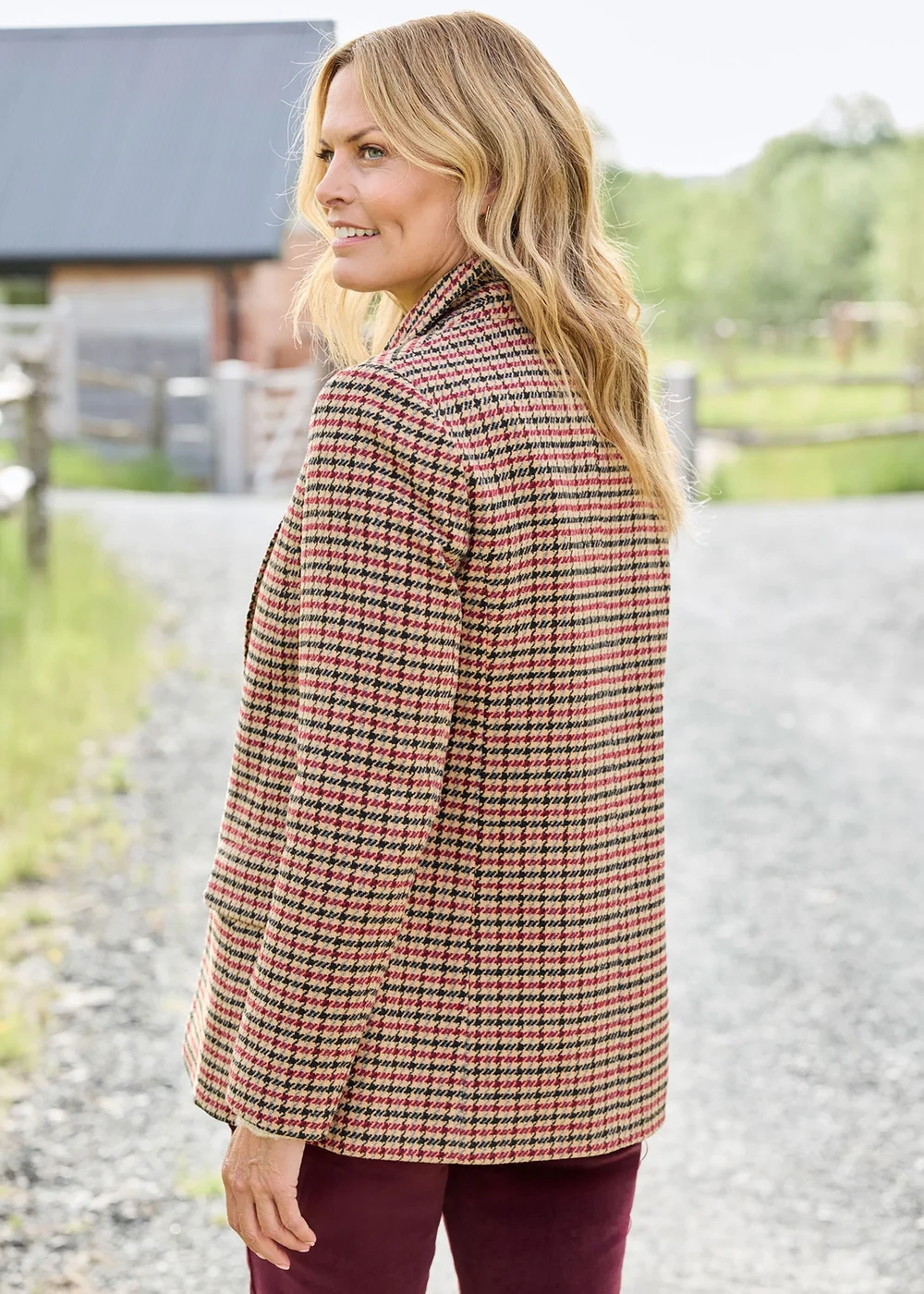 Cotton Traders Light Camel Check Blazer - 22 Image 3