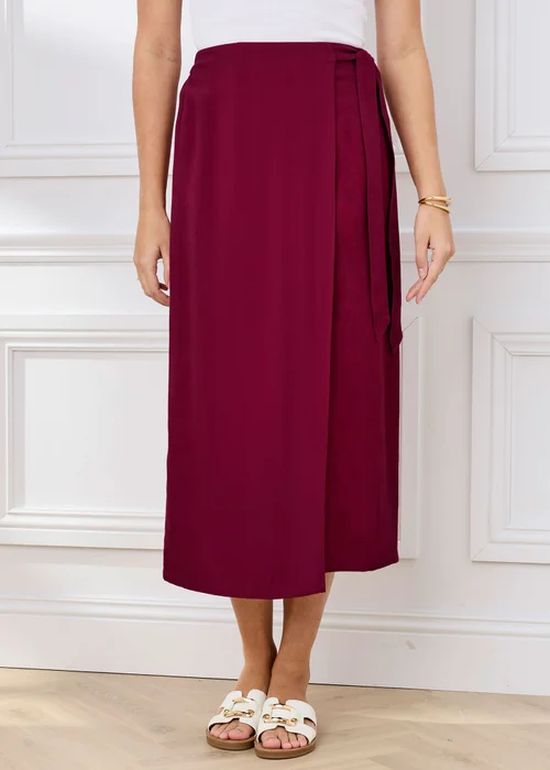 Cotton Traders Ruby Mock Wrap Linen Blend Midi Skirt - 20 Image 2