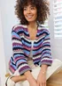 Cotton Traders Cornflower Blue Stripe Crochet Cardigan - 20 Image 2