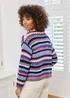 Cotton Traders Cornflower Blue Stripe Crochet Cardigan - 20 Image 3