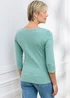 Cotton Traders Iced Mint Wrinkle Free 3/4 Sleeve Boat Neck Stripe Top - 14 Image 3