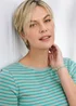 Cotton Traders Iced Mint Wrinkle Free 3/4 Sleeve Boat Neck Stripe Top - 14 Image 4