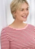 Cotton Traders Rose Wrinkle Free 3/4 Sleeve Boat Neck Stripe Top - 18 Image 4
