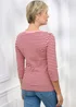 Cotton Traders Rose Wrinkle Free 3/4 Sleeve Boat Neck Stripe Top - 18 Image 3