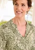 Cotton Traders Soft Khaki Cotton Bubble Hem 3/4 Sleeve Printed Top - 22 Image 4