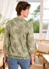 Cotton Traders Soft Khaki Cotton Bubble Hem 3/4 Sleeve Printed Top - 22 Image 3