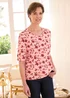 Cotton Traders Rose 1/2 Sleeve Printed Scoop Neck Top - 24 Image 2