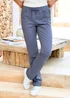 Cotton Traders Dusky Blue Wrinkle Free Pull On Straight Leg Trousers - 14/L29 Image 2