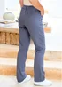 Cotton Traders Dusky Blue Wrinkle Free Pull On Straight Leg Trousers - 14/L29 Image 3