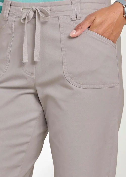 Cotton Traders Dove Grey Wrinkle Free Pull On Straight Leg Trousers - 20/L29 Image 3