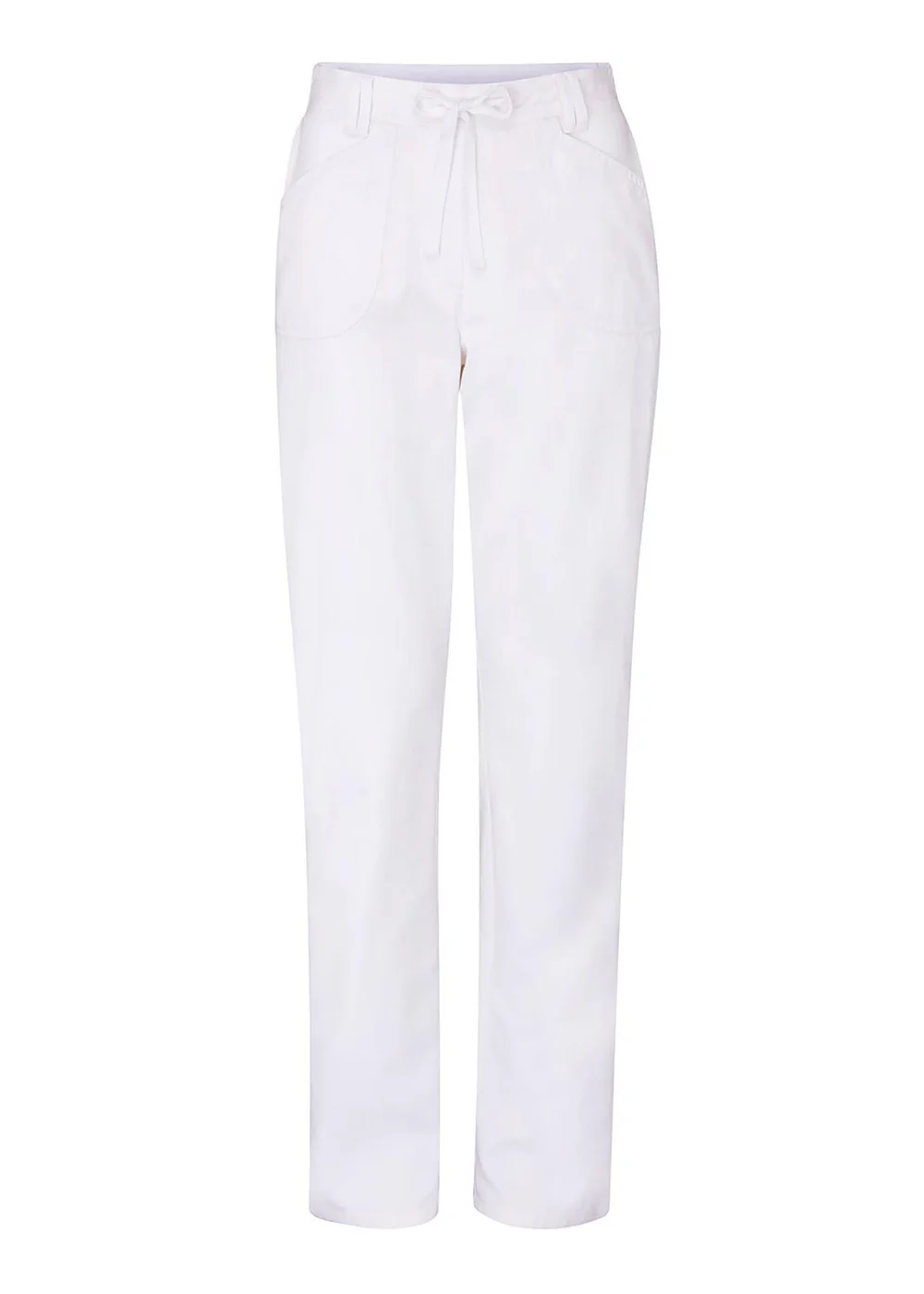 Cotton Traders White Wrinkle Free Pull On Straight Leg Trousers - 14/L27 Image 4