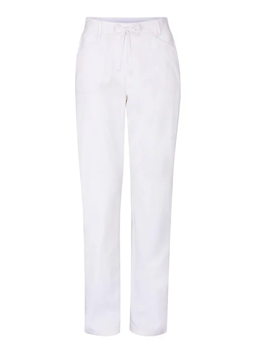 Cotton Traders White Wrinkle Free Pull On Straight Leg Trousers - 14/L27 Image 4