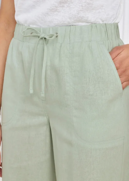 Cotton Traders Pale Mint Linen Blend Relaxed Fit Trousers - 24/L29 Image 4