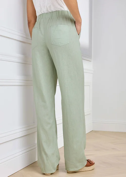 Cotton Traders Pale Mint Linen Blend Relaxed Fit Trousers - 24/L29 Image 3