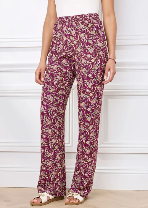 Cotton Traders Wild Rose Pull On Printed Crinkle Trousers - 24/L29 Image 2