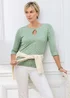 Cotton Traders Iced Mint Wrinkle Free 3/4 Sleeve Keyhole Printed Top - 14 Image 1