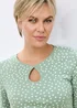 Cotton Traders Iced Mint Wrinkle Free 3/4 Sleeve Keyhole Printed Top - 14 Image 4