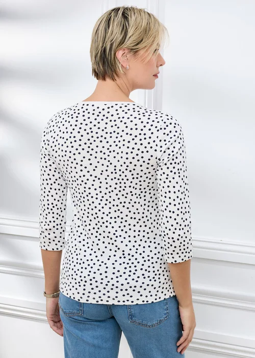 Cotton Traders Ivory Wrinkle Free 3/4 Sleeve Keyhole Printed Top - 8 Image 3
