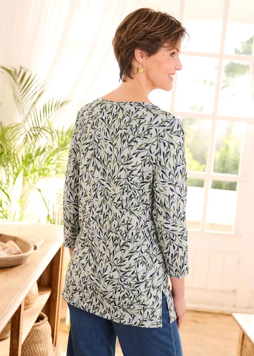 Cotton Traders Grey Marl Printed Soft Touch Tunic - 18 Image 3
