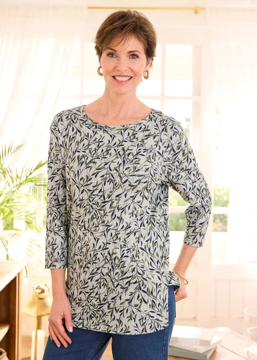 Cotton Traders Grey Marl Printed Soft Touch Tunic - 18 Image 4