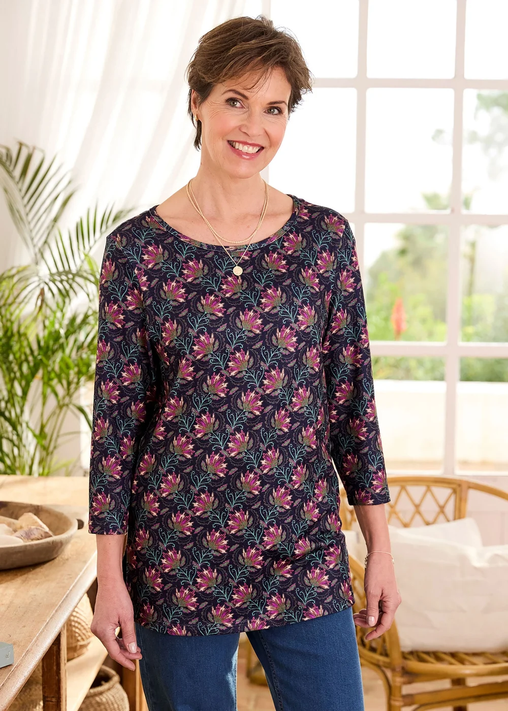 Cotton Traders Navy Printed Soft Touch Tunic - 22 Image 4