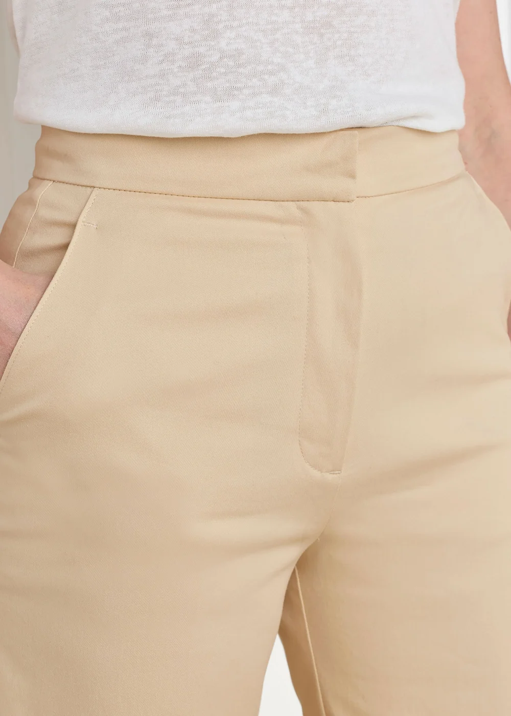 Cotton Traders Light Sand Ankle Grazer Chino Trouser - 10/L29 Image 3