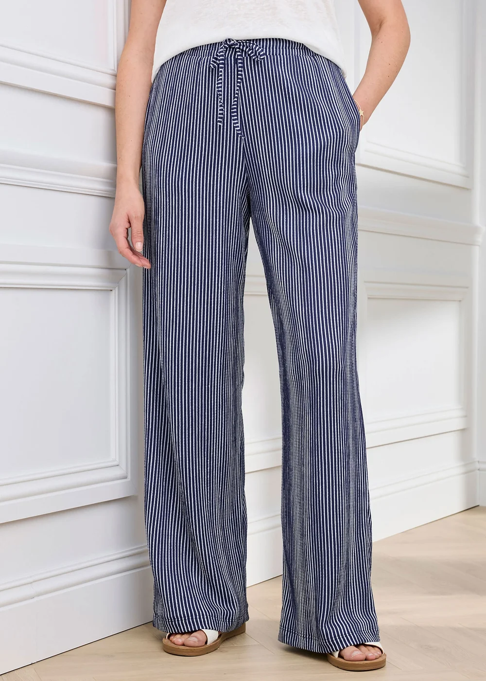 Cotton Traders Marine Pull On Textured Jersey Trouser - 20/L29 Image 2