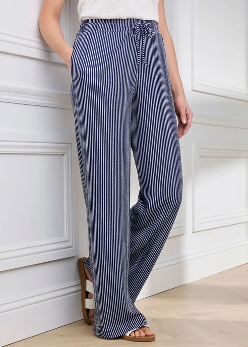 Cotton Traders Marine Pull On Textured Jersey Trouser - 20/L29 Image 1