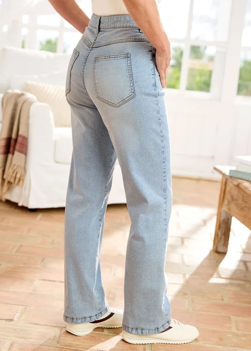 Cotton Traders Bleach Wash Straight Leg Jeans - 12/L29 Image 3