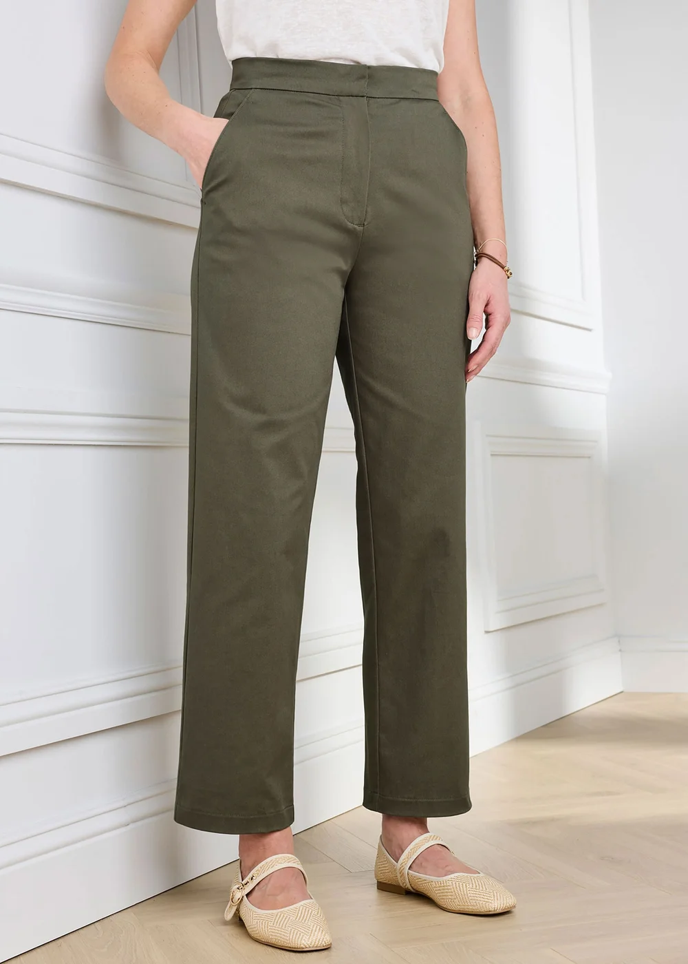Cotton Traders Dark Forest Ankle Grazer Chino Trouser - 10/L27 Image 2